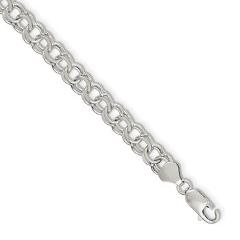 Sterling Silver 7.6mm Double Link Charm Bracelet