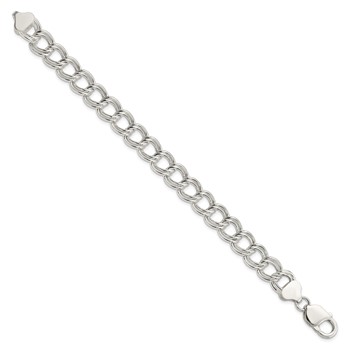 Sterling Silver 10.5mm Semi-Solid Double Link Charm Bracelet — alternate view