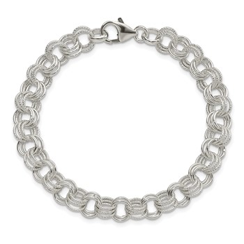Sterling Silver Triple Link Charm Bracelet — alternate view