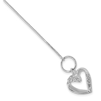 Sterling Silver Polished CZ Heart Toggle Bracelet