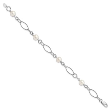 Sterling Silver Rhodium Freshwater Cultured Pearl Bracelet — alternate view