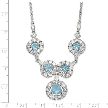Sterling Silver Blue & Clear CZ Fancy Necklace — alternate view