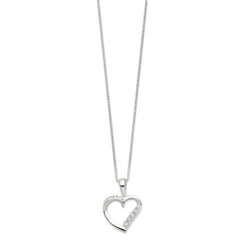 Sterling Silver CZ Heart Necklace — alternate view