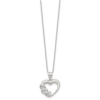 Sterling Silver Rhodium-plated Heart Necklace — alternate view