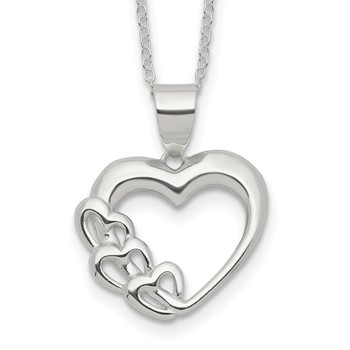 Sterling Silver Rhodium-plated Heart Necklace