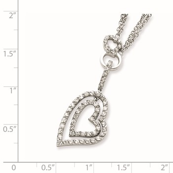 Sterling Silver Double Heart CZ Necklace — alternate view