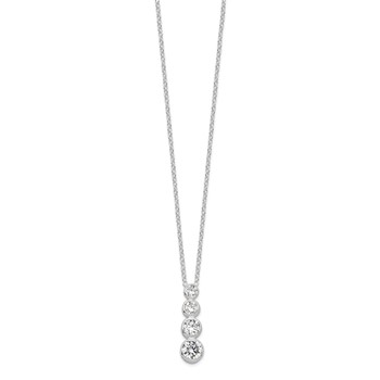 Sterling Silver Rhodium-plated CZ Journey Necklace — alternate view