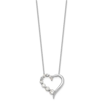 Sterling Silver Rhod-pltd Polished Open Heart CZ Journey 18in Necklace — alternate view