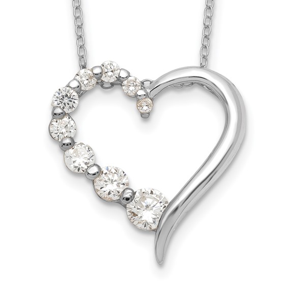 Sterling Silver Heart Journey Necklace 18 In