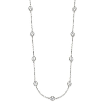 Sterling Silver Clear 4mm 11-Station CZ w/2in ext. Necklace — alternate view