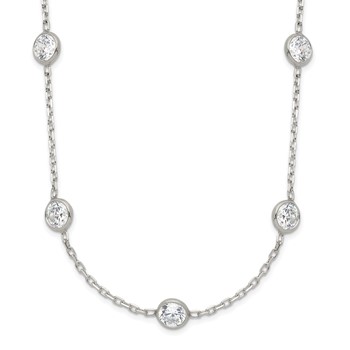 Sterling Silver Clear 4mm 11-Station CZ w/2in ext. Necklace