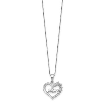 Sterling Silver Rhodium-plated Diamond Mom Necklace — alternate view