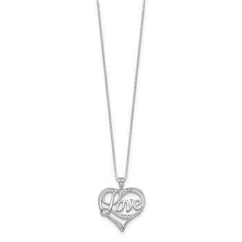 Sterling Silver Rhodium-plated Diam. Love Necklace — alternate view