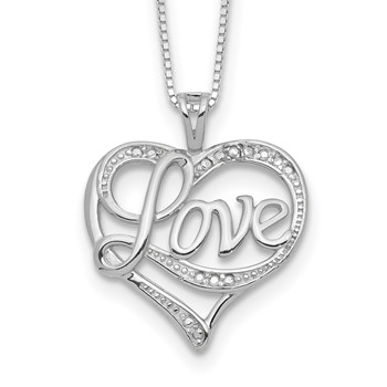 Sterling Silver Rhodium-plated Diam. Love Necklace