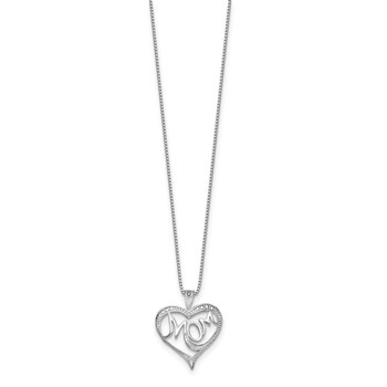 Sterling Silver Rhodium-plated Diam. Mom Necklace — alternate view