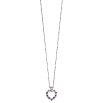 Brilliant Gemstones Sterling Silver with 14K Accent Rhodium-plated Amethyst and Diamond 18 Inch Necklace with 2 Inch Extender — alternate view
