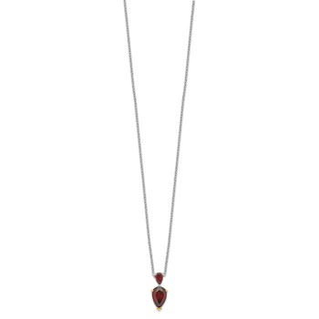 Brilliant Gemstones Sterling Silver with 14K Accent Rhodium-plated Garnet 18 Inch Necklace with 2 Inch Extender — alternate view