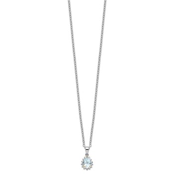 Brilliant Gemstones Sterling Silver with 14K Accent Rhodium-plated Sky Blue Topaz and Diamond 18 Inch Necklace with 2 Inch Extender — alternate view