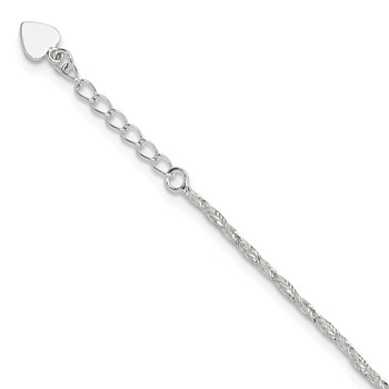 Sterling Silver Fancy Chain 9 inch Plus 1 inch Extender - Total 10 inch Anklet