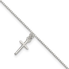 Image of Sterling Silver Cross Anklet