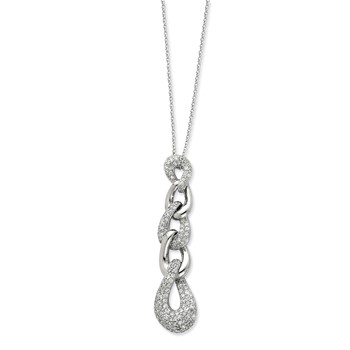 Sterling Silver Interlocking and Alternating CZ Ovals Necklace
