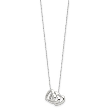 Sterling Silver Polished Fancy 3- Heart Necklace — alternate view