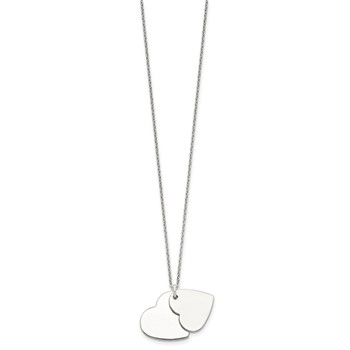 Sterling Silver Polished Double Heart Necklace — alternate view