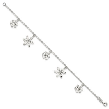 Sterling Silver Diamond-Cut Snowflake Bracelet — alternate view