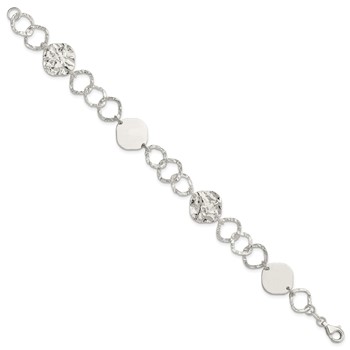 Sterling Silver Polished and Textured Fancy Link Bracelet — alternate view