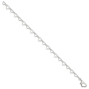 Sterling Silver Linked Heart Bracelet — alternate view