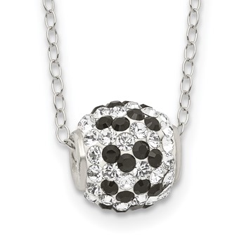 Sterling Silver Rhodium-plated Black and White Stellux Crystal Necklace