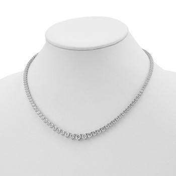 Sterling Shimmer Sterling Silver Rhodium-plated 17 inch 132 Stone Graduated CZ Necklace — alternate view