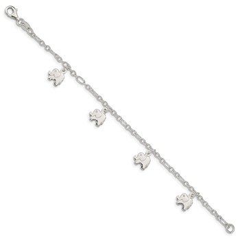 Sterling Silver Polished Elephants with 1in ext. Children's Bracelet — alternate view