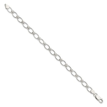 Sterling Silver Polished Oval Link Bracelet — alternate view