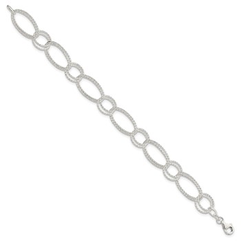 Sterling Silver Textured Double Link Bracelet — alternate view