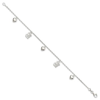 Sterling Silver Heart and LOVE Charm Bracelet — alternate view