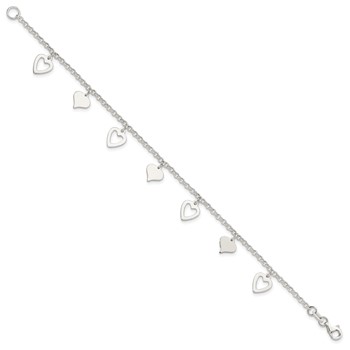 Sterling Silver Polished Heart Bracelet — alternate view