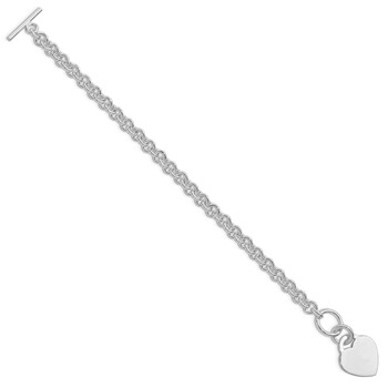 Sterling Silver Rhodium-plated Polished Heart Bracelet — alternate view