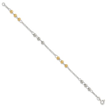 Sterling Silver Gold-tone Textured Beaded Bracelet — alternate view