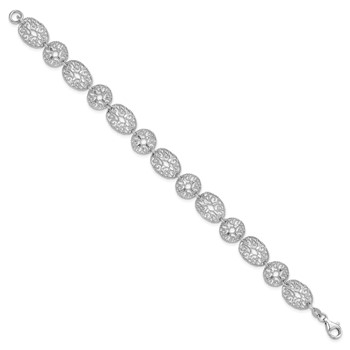 Sterling Silver Rhodium Polished Circles Bracelet — alternate view