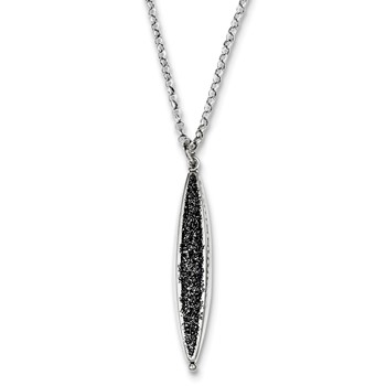 Sterling Silver Rhodium Plated Glitter Enamel Bead w/2in ext. Necklace