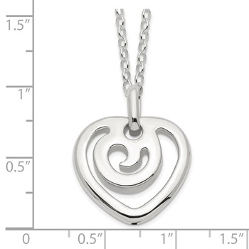 Sterling Silver Polished Heart Pendant Necklace — alternate view