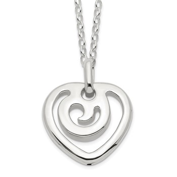 Sterling Silver Polished Heart Pendant Necklace