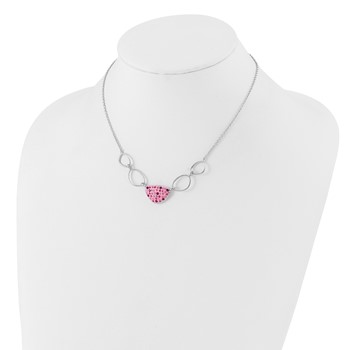 Sterling Silver Polished Pink Preciosa Crystal Triangle Necklace — alternate view