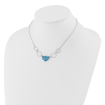 Sterling Silver Polished Blue Preciosa Crystal Triangle Necklace — alternate view