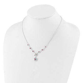 Sterling Silver Stellux Multicolor Crystal Flower w/ 2in ext. Necklace — alternate view