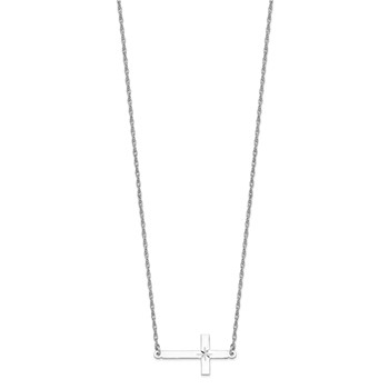 Sterling Silver Rhodium-plated Large D/C Sideways Cross Necklace — alternate view