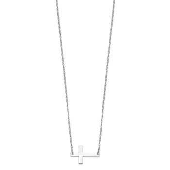 Sterling Silver Rhodium-plated Large Sideways Cross Necklace — alternate view