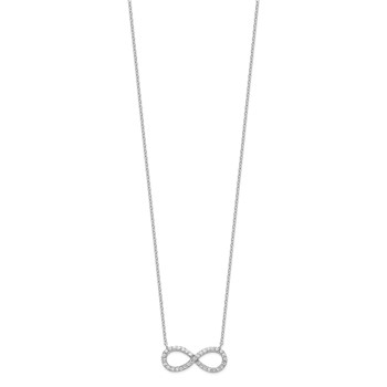 Sterling Silver Rhodium-plated with CZ Infinity w/ 2 IN EXT Necklace — alternate view