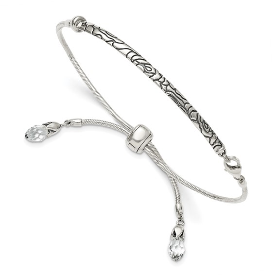 Sterling Silver Adjustable Monogram Bracelet, Customize With 1-3 Initial, a  Great Gift for Her 